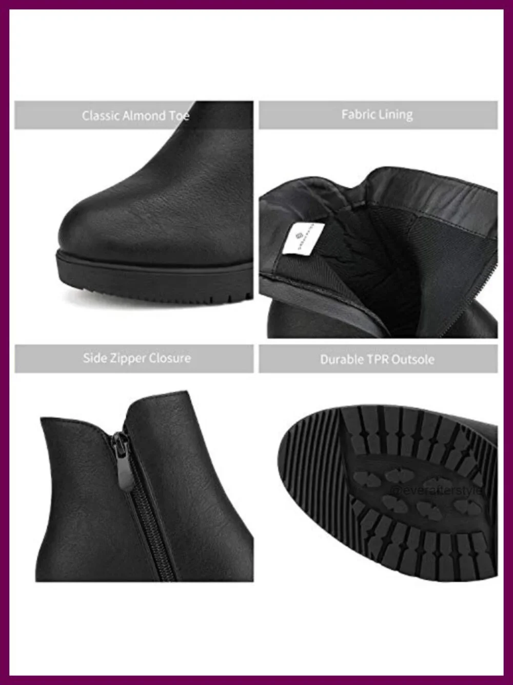 Women's Chunky Heel Platform Ankle Boots with Faux Fur Trim